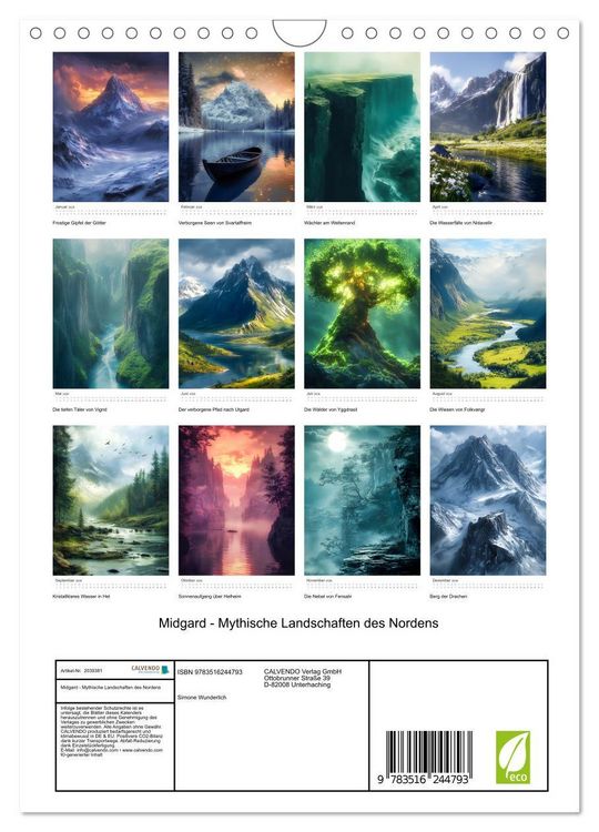 Produktbild: Midgard - Mythische Landschaften des Nordens (Wandkalender 2026 DIN A4 hoch), CALVENDO Monatskalender