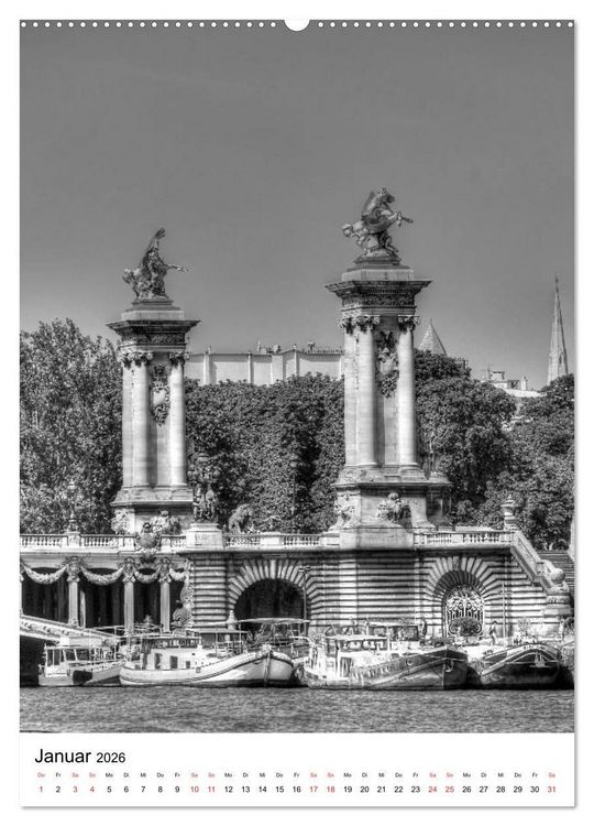Produktbild: Paris schwarz wei&szlig; 2026 (hochwertiger Premium Wandkalender 2026 DIN A2 hoch), Kunstdruck in Hochglanz