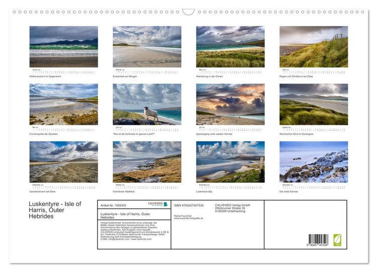 Produktbild: Luskentyre - Isle of Harris, Outer Hebrides (Wandkalender 2026 DIN A2 quer), CALVENDO Monatskalender