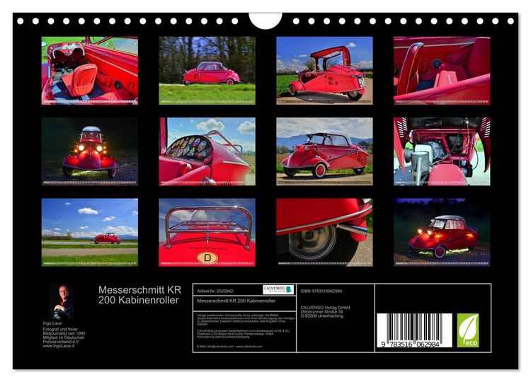 Produktbild: Messerschmitt KR 200 Kabinenroller (Wandkalender 2026 DIN A4 quer), CALVENDO Monatskalender