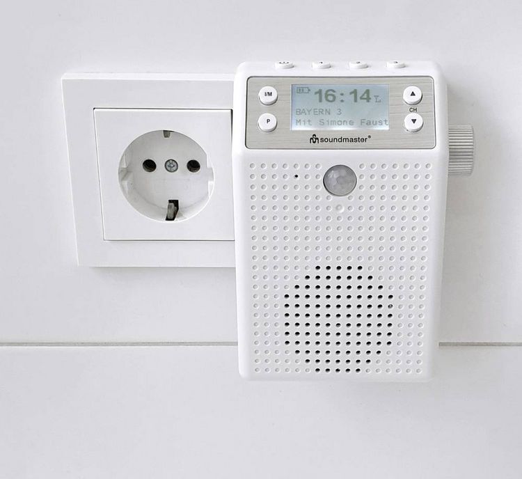 Produktbild: Soundmaster DAB60WE Steckdosenradio DAB+, UKW Bluetooth&reg;, USB Freisprechfunktion, Inkl. Mikrofon, spritzwassergesch&uuml;tzt