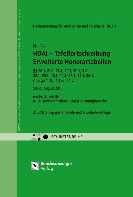 Produktbild: HOAI - Tafelfortschreibung - Erweiterte Honorartabellen