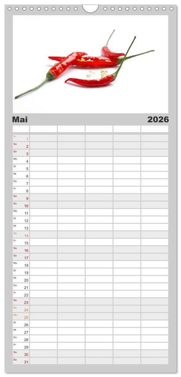 Produktbild: Familienplaner 2026 - Hot Chili K&uuml;chen Kalender mit 5 Spalten (Wandkalender, 21 x 45 cm) CALVENDO