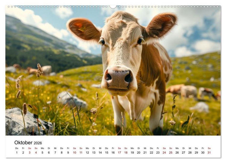 Produktbild: Weidengl&uuml;ck: Ein Jahr unter K&uuml;hen (Wandkalender 2026 DIN A2 quer), CALVENDO Monatskalender