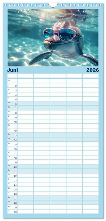 Produktbild: Familienplaner 2026 - Hei&szlig;er Sommer mit 5 Spalten (Wandkalender, 21 x 45 cm) CALVENDO