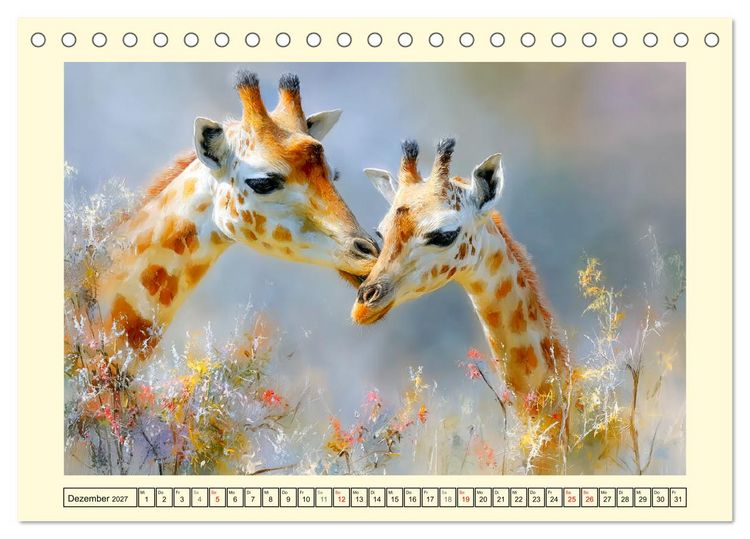 Produktbild: Giraffen. Anmut in weiter Landschaft (Tischkalender 2027 DIN A5 quer), CALVENDO Monatskalender