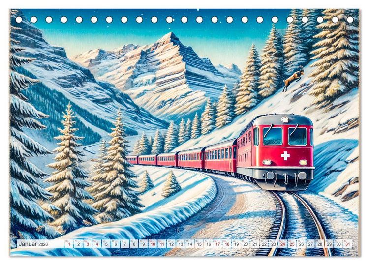 Produktbild: Faszination Eisenbahn - Lokomotiven und Landschaften der Welt (Tischkalender 2026 DIN A5 quer), CALVENDO Monatskalender