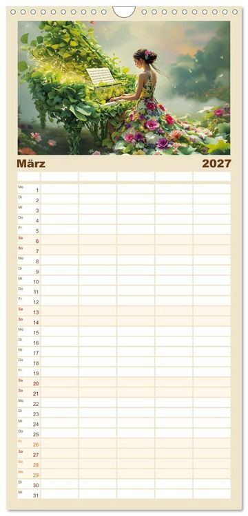 Produktbild: Familienplaner 2027 - Piano der Tr&auml;ume mit 5 Spalten (Wandkalender, 21 x 45 cm) CALVENDO