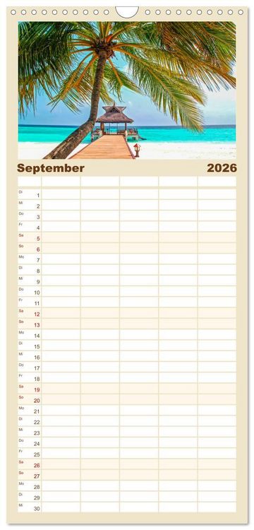 Produktbild: Familienplaner 2026 - Str&auml;nde wie ein Traum mit 5 Spalten (Wandkalender, 21 x 45 cm) CALVENDO