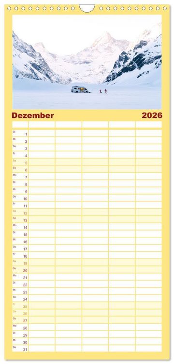 Produktbild: Familienplaner 2026 - Abenteuer Wildcamping - Mit dem Camper um die Welt mit 5 Spalten (Wandkalender, 21 x 45 cm) CALVENDO