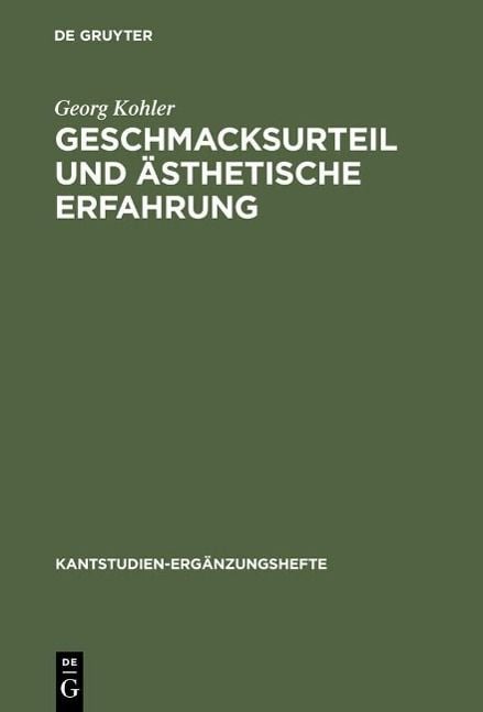 Produktbild: Geschmacksurteil und &auml;sthetische Erfahrung