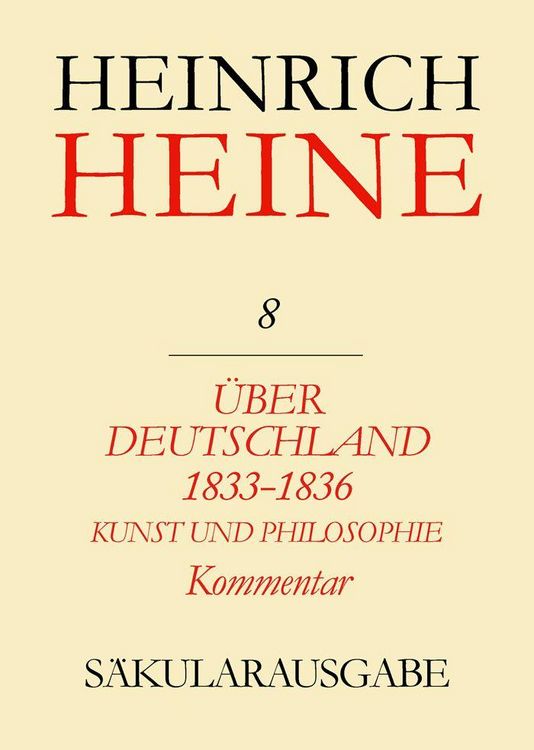 Produktbild: &Uuml;ber Deutschland 1833-1836. Aufs&auml;tze &uuml;ber Kunst und Philosophie. Kommentar