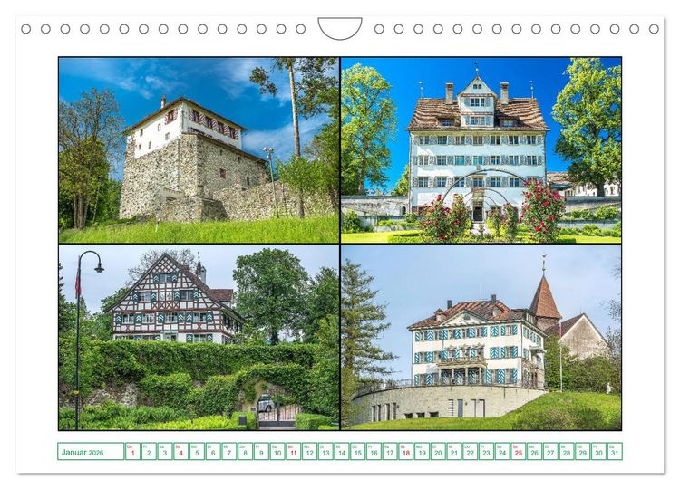 Produktbild: Schl&ouml;sser und Burgen in der n&ouml;rdlichen Schweiz (Wandkalender 2026 DIN A4 quer), CALVENDO Monatskalender