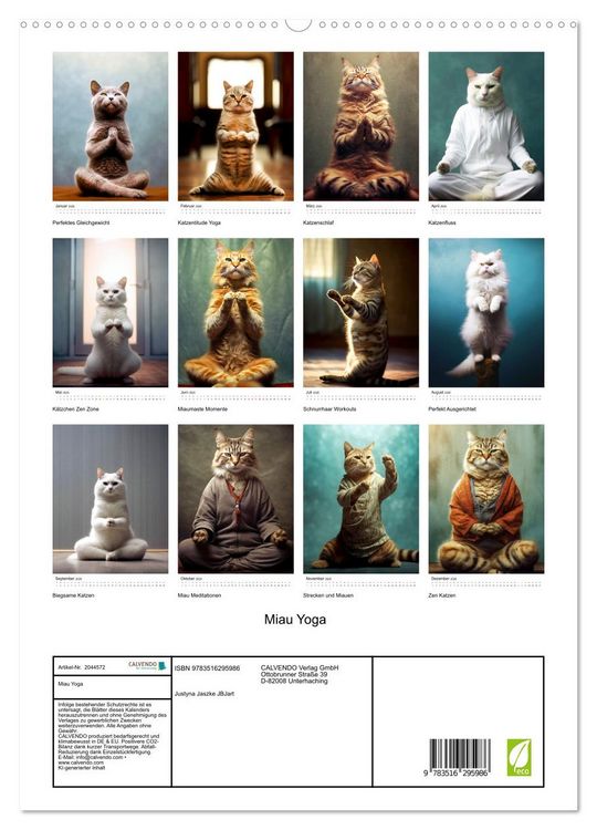 Produktbild: Miau Yoga (hochwertiger Premium Wandkalender 2026 DIN A2 hoch), Kunstdruck in Hochglanz