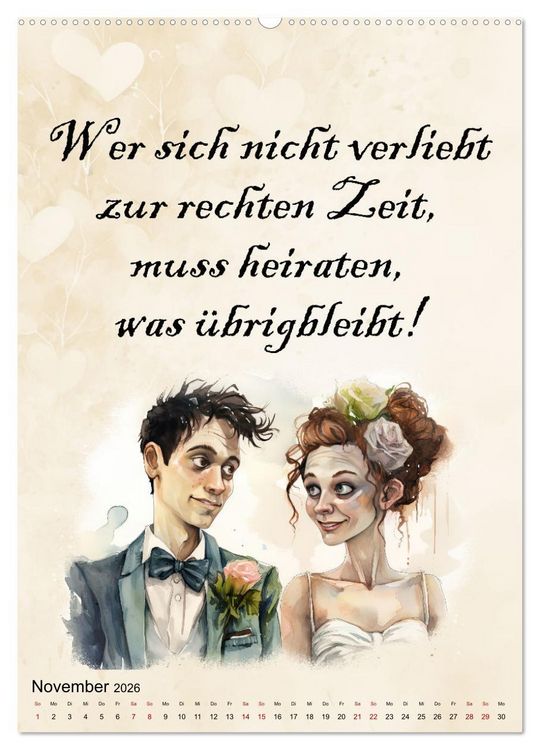 Produktbild: Hochzeitsspr&uuml;che (hochwertiger Premium Wandkalender 2026 DIN A2 hoch), Kunstdruck in Hochglanz