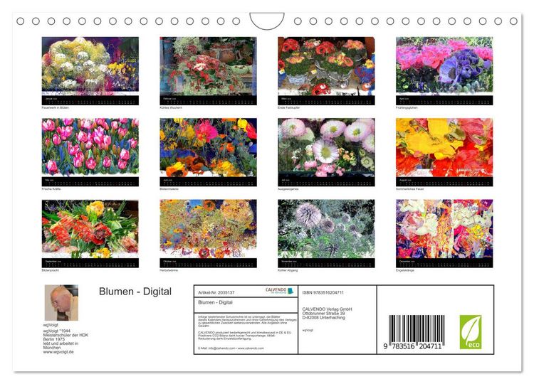 Produktbild: Blumen - Digital (Wandkalender 2026 DIN A4 quer), CALVENDO Monatskalender