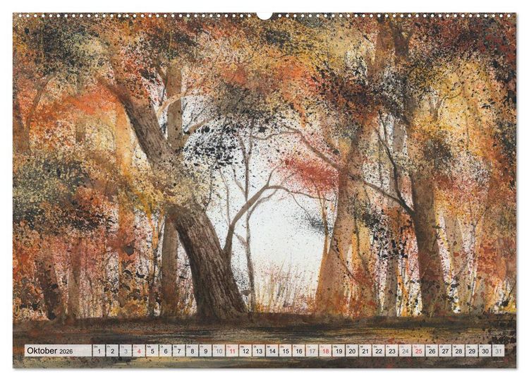 Produktbild: B&auml;ume in Aquarell (Wandkalender 2026 DIN A2 quer), CALVENDO Monatskalender