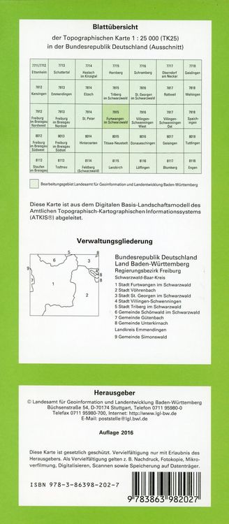 Produktbild: Furtwangen im Schwarzwald 1 : 25 000
