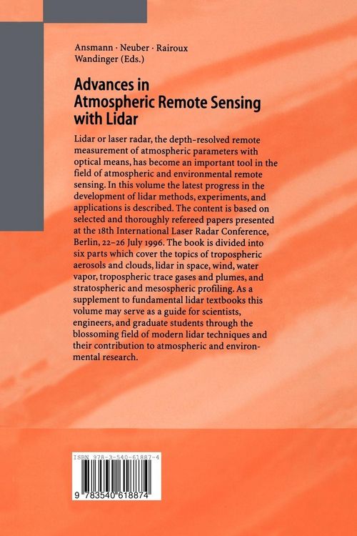 Produktbild: Advances in Atmospheric Remote Sensing with Lidar