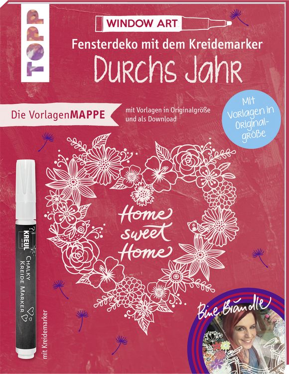 Produktbild: Vorlagenmappe Fensterdeko mit dem Kreidemarker - Durchs Jahr mit Bine Brändle. Inkl. Original Kreidemarker von Kreul