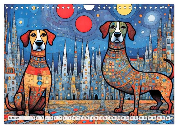 Produktbild: Bunte Hundebande (Wandkalender 2027 DIN A4 quer), CALVENDO Monatskalender