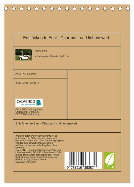 Produktbild: Entz&uuml;ckende Esel - Charmant und liebenswert (Tischkalender 2026 DIN A5 hoch), CALVENDO Monatskalender