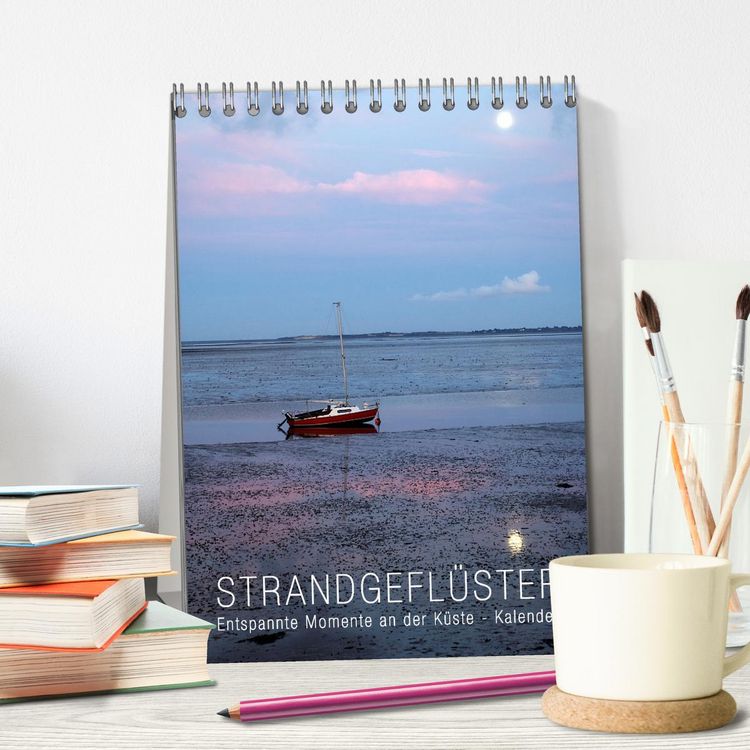 Produktbild: Strandgefl&uuml;ster Kalender (Tischkalender 2026 DIN A5 hoch), CALVENDO Monatskalender