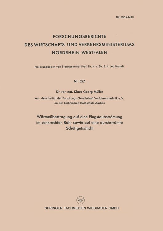 Produktbild: W&auml;rme&uuml;bertragung auf eine Flugstaubstr&ouml;mung im senkrechten Rohr sowie auf eine durchstr&ouml;mte Sch&uuml;ttgutschicht