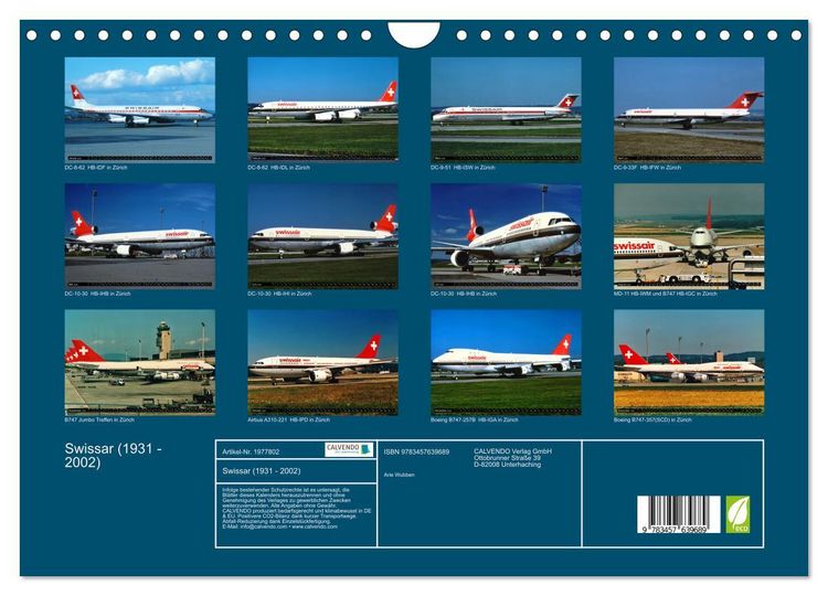 Produktbild: Swissar (1931 - 2002) (Wandkalender 2026 DIN A4 quer), CALVENDO Monatskalender