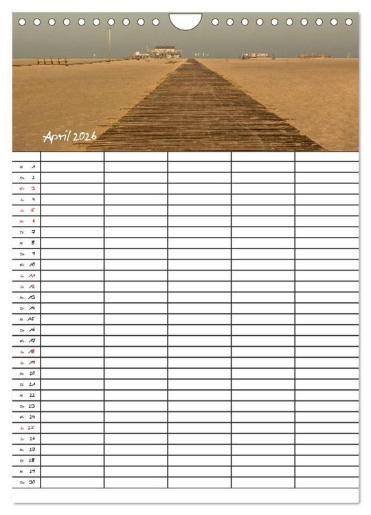 Produktbild: St. Peter Ording Familienplaner (Wandkalender 2026 DIN A4 hoch), CALVENDO Monatskalender