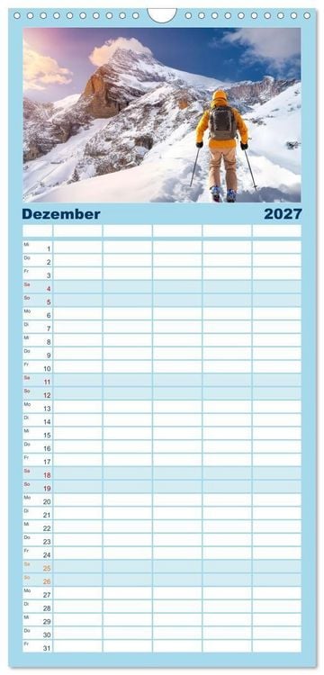 Produktbild: Familienplaner 2027 - Skifahren - endlich Schnee mit 5 Spalten (Wandkalender, 21 x 45 cm) CALVENDO
