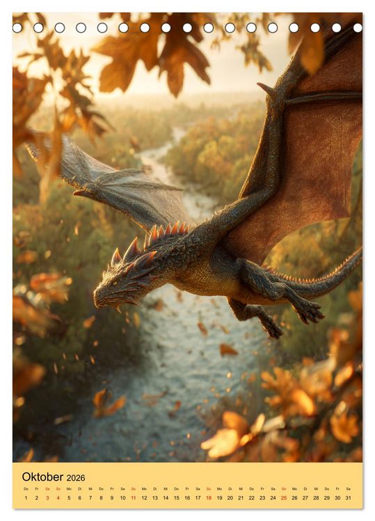 Produktbild: Drachen Kalender - ein Jahr mit mystischen Fabelwesen (Tischkalender 2026 DIN A5 hoch), CALVENDO Monatskalender