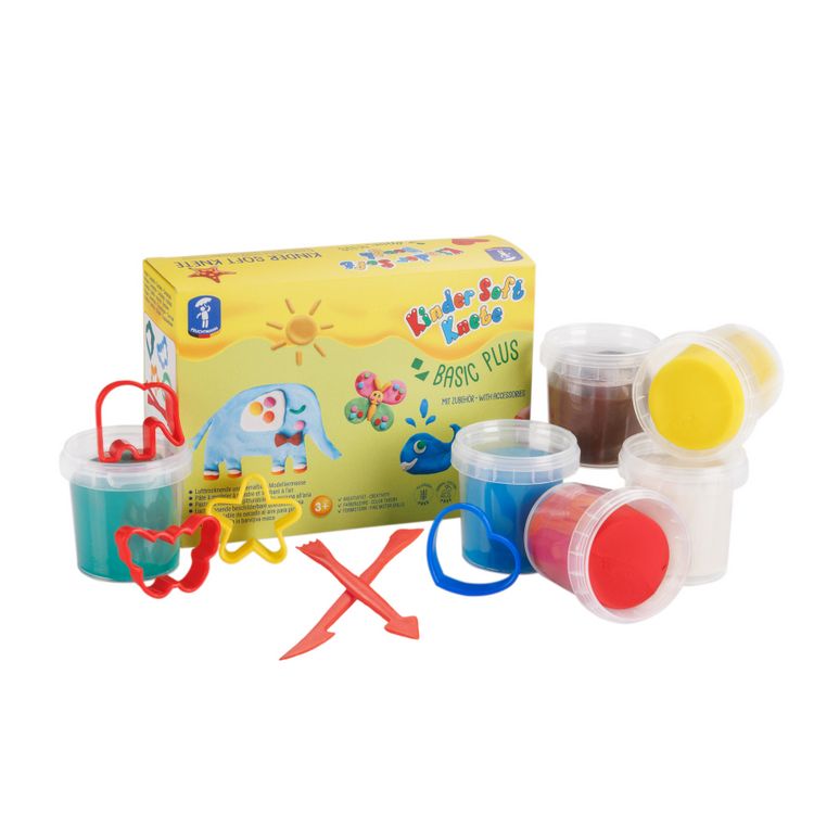 Produktbild: Kinder Soft Knete Basic Plus 6 x 150 gr. mit Zubeh&ouml;r