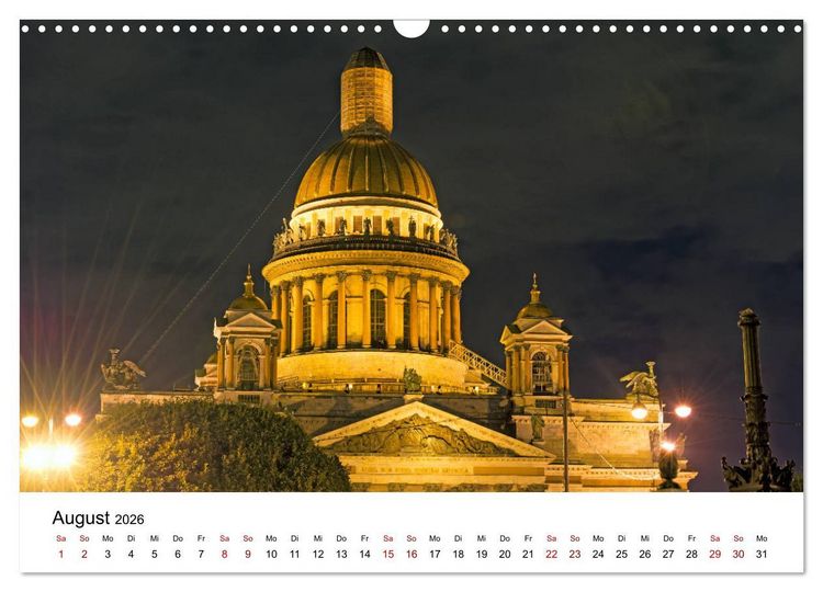 Produktbild: St. Petersburg bei Nacht (Wandkalender 2026 DIN A3 quer), CALVENDO Monatskalender