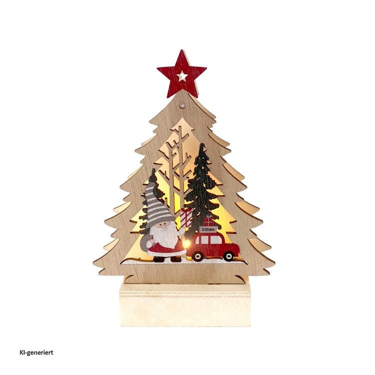 Produktbild: HTI-Living Weihnachtsdeko Tannenbaum mit Weihnachtsmann und Auto