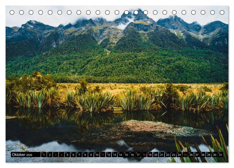 Produktbild: Neuseeland - Die sch&ouml;nsten Orte der Nord- und S&uuml;dinsel (Tischkalender 2026 DIN A5 quer), CALVENDO Monatskalender