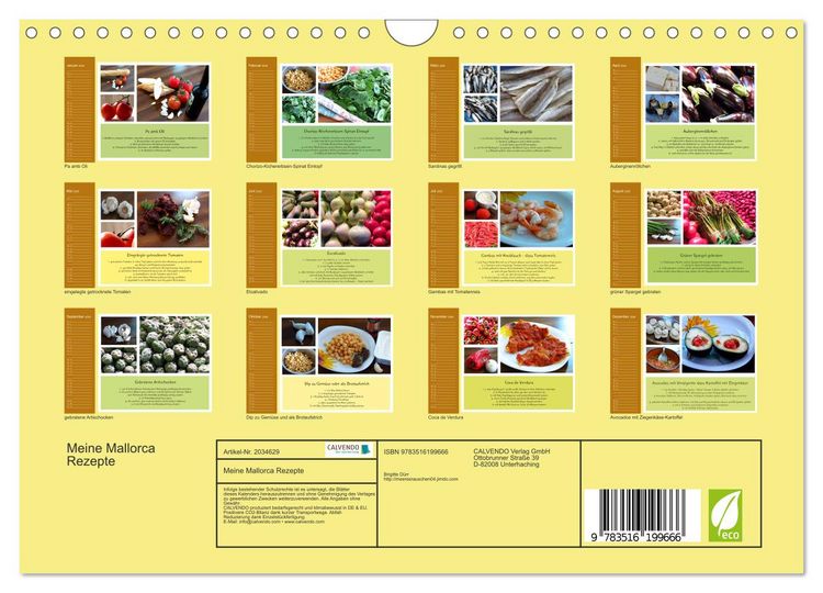 Produktbild: Meine Mallorca Rezepte (Wandkalender 2026 DIN A4 quer), CALVENDO Monatskalender