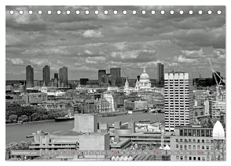 Produktbild: London in Schwarz-Wei&szlig; (Tischkalender 2026 DIN A5 quer), CALVENDO Monatskalender