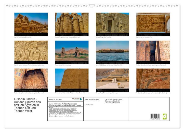 Produktbild: Luxor in Bildern - Auf den Spuren des antiken &Auml;gypten in Theben Ost und Theben West (Wandkalender 2026 DIN A2 quer), CALVENDO Monatskalender