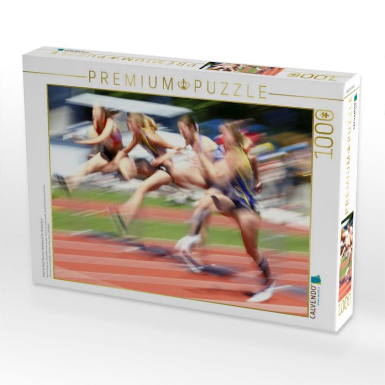 Produktbild: CALVENDO Puzzle Kopf an Kopf-Rennen: Wettkampf im H&uuml;rdenlauf | 1000 Teile Lege-Gr&ouml;&szlig;e 64x48cm Foto-Puzzle f&uuml;r gl&uuml;ckliche Stunden