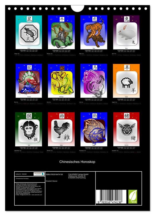 Produktbild: Chinesisches Horoskop (Wandkalender 2026 DIN A4 hoch), CALVENDO Monatskalender