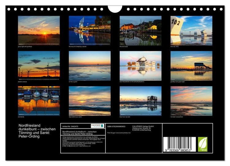 Produktbild: Nordfriesland dunkelbunt &ndash; zwischen T&ouml;nning und Sankt Peter-Ording (Wandkalender 2027 DIN A4 quer), CALVENDO Monatskalender