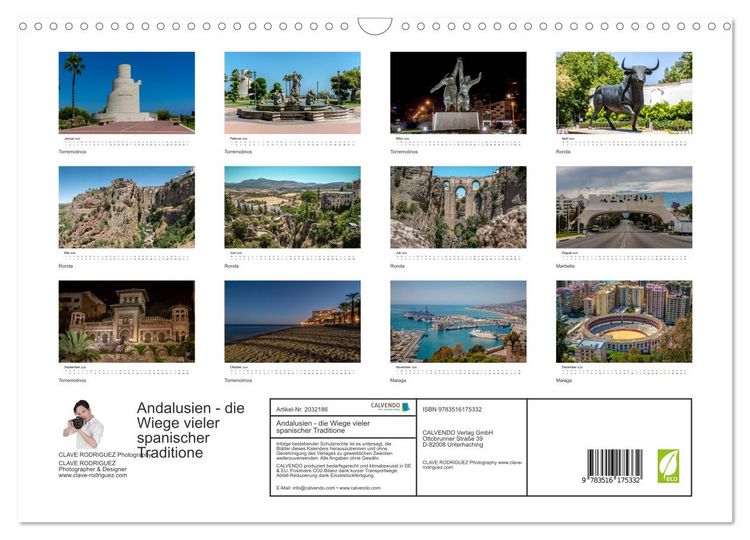 Produktbild: Andalusien - die Wiege vieler spanischer Traditione (Wandkalender 2026 DIN A3 quer), CALVENDO Monatskalender