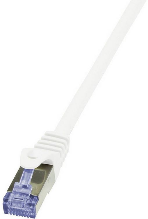 Produktbild: LogiLink CQ3141S RJ45 Patchkabel CAT 6a S/FTP 50.00 m Wei&szlig; Flammwidrig, mit Rastnasenschutz 1 St.