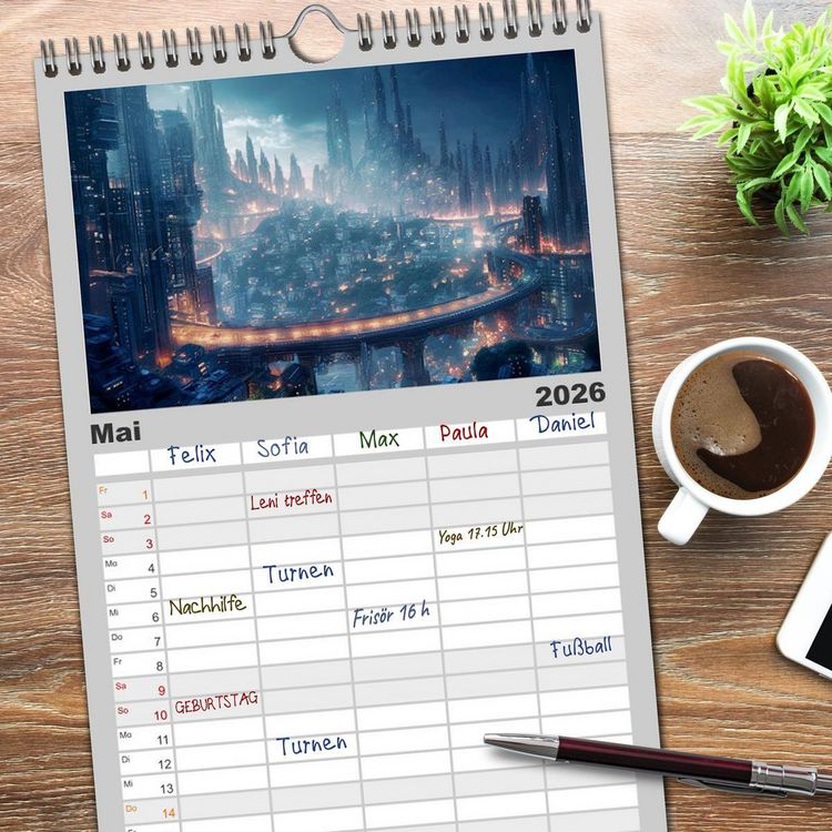 Produktbild: Familienplaner 2026 - Gigapolis mit 5 Spalten (Wandkalender, 21 x 45 cm) CALVENDO