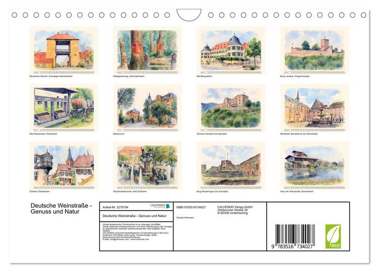 Produktbild: Deutsche Weinstra&szlig;e - Genuss und Natur (Wandkalender 2026 DIN A4 quer), CALVENDO Monatskalender