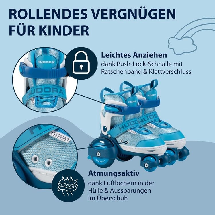 Produktbild: HUDORA 22063 - Rollschuh My First Quad, cyan, Gr. 26-29