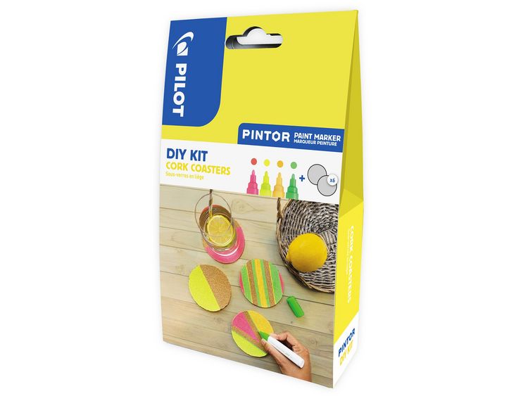 Produktbild: PILOT Kreativmarker PINTOR 4.5 (M) DIY-Set Kork Untersetzer