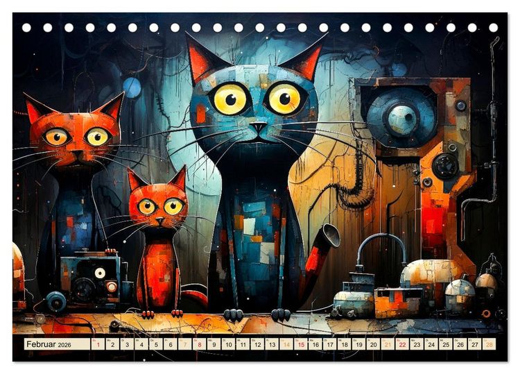 Produktbild: Katzen - die Nacht erwacht (Tischkalender 2026 DIN A5 quer), CALVENDO Monatskalender