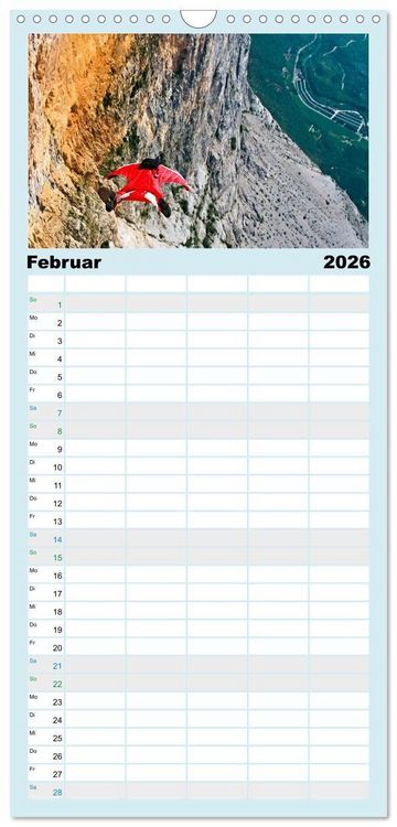 Produktbild: Familienplaner 2026 - Base Jumping Adrenalin- Kick mit 5 Spalten (Wandkalender, 21 x 45 cm) CALVENDO